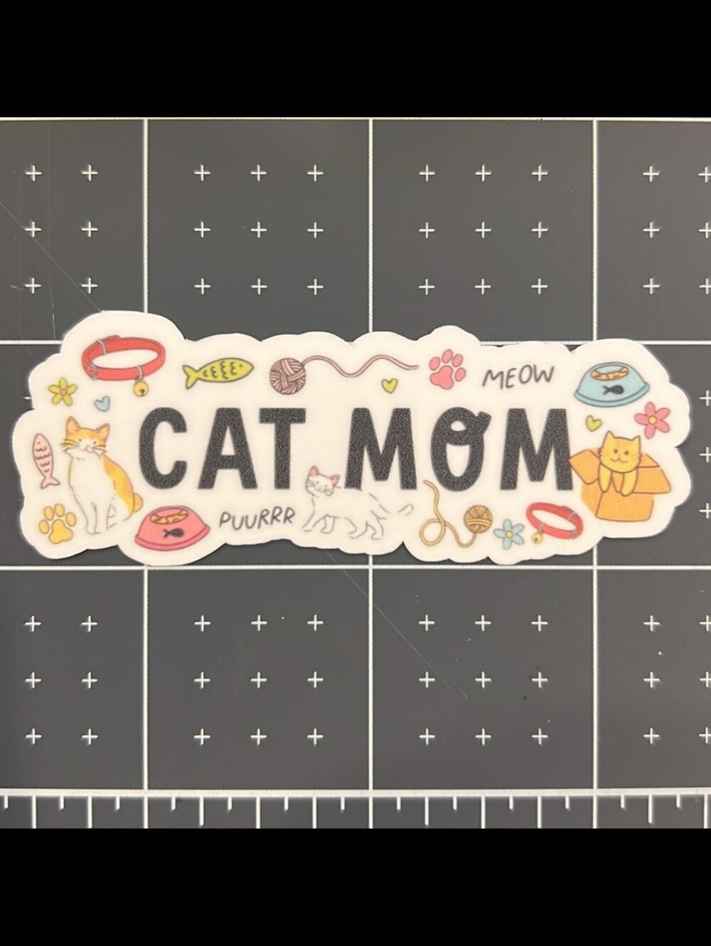 Cat Mom Sticker — White with Pastel Accents